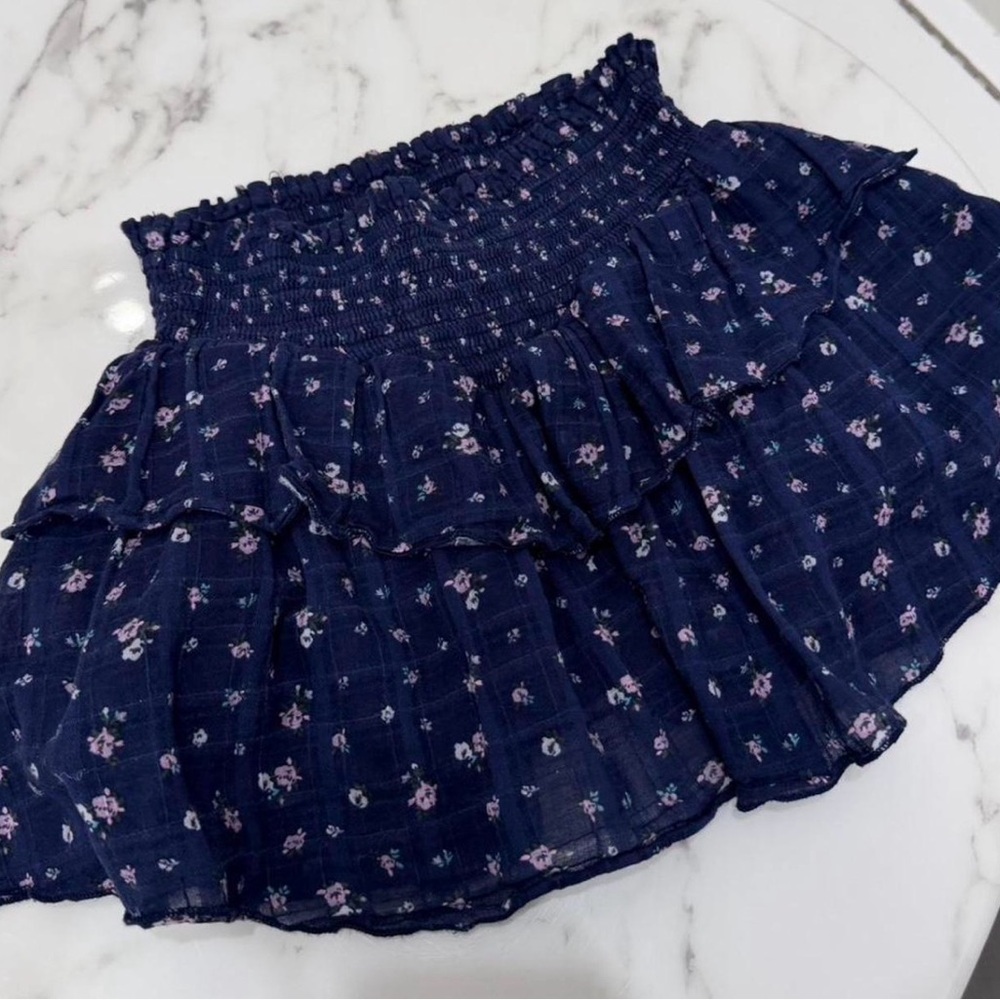 Katie J NYC Navy Floral Mini Skirt
